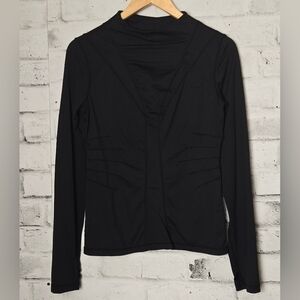 Lululemon Activewear Top High Neck Pleated Black Long Sleeve Shirt